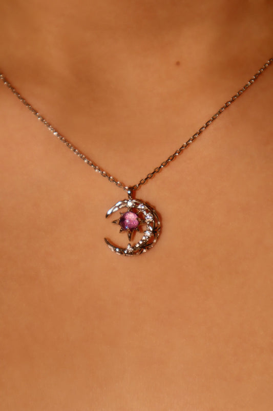 閃爍紫水晶與月亮吊墜項鍊