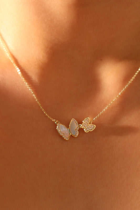 雙貝殼蝴蝶項鍊