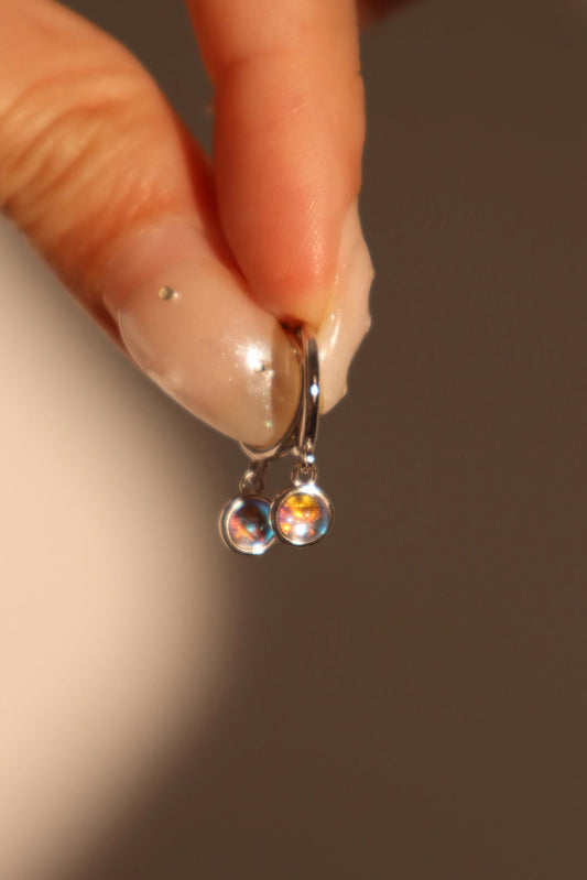 圆环月光石耳环