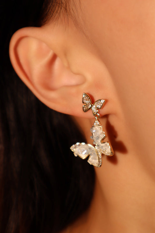 水晶藍色蝴蝶耳環