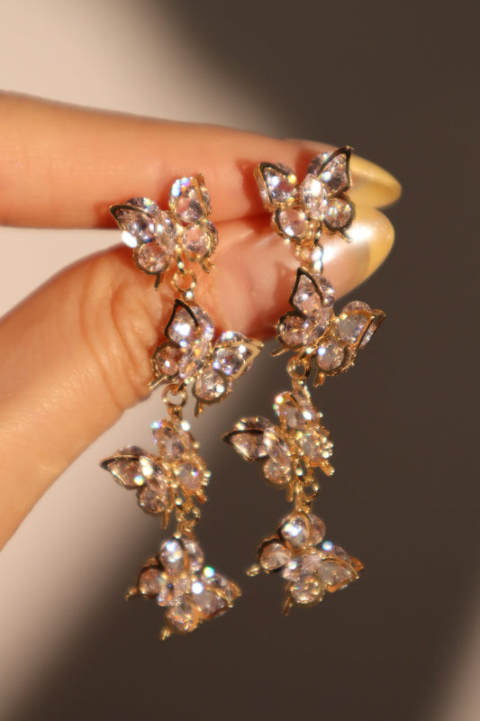 蝴蝶造型鑽石吊耳環