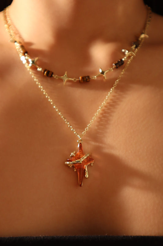 虎睛石星型吊墜項鍊