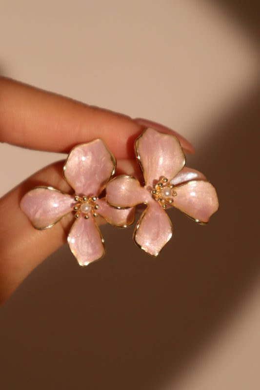 琺瑯花朵形狀耳環