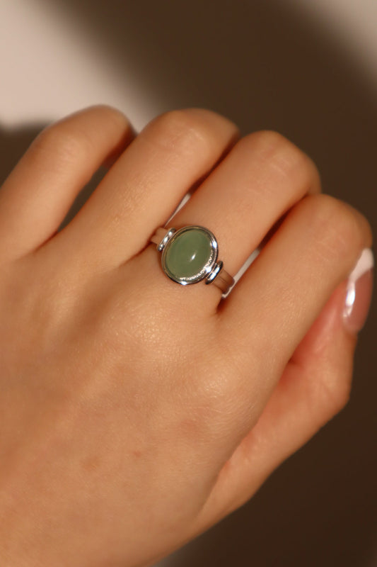 天然翡翠不锈钢戒指