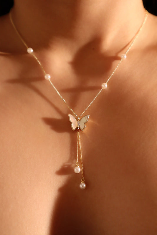 蝴蝶形珍珠項鍊