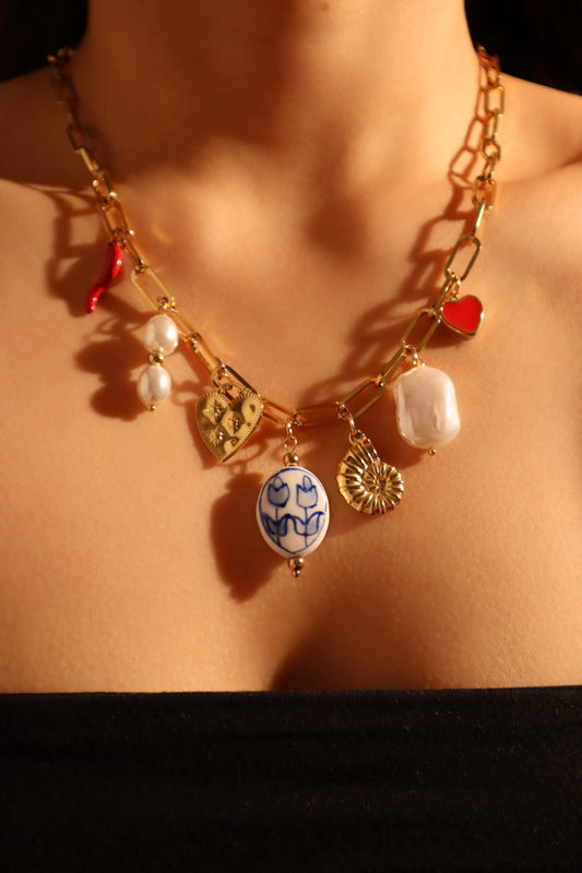 不锈钢海滩珍珠项链