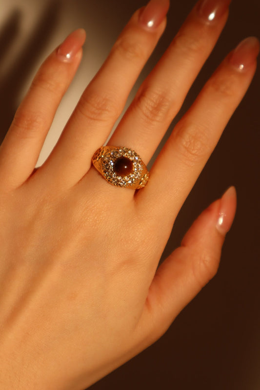 棕色虎紋石戒指