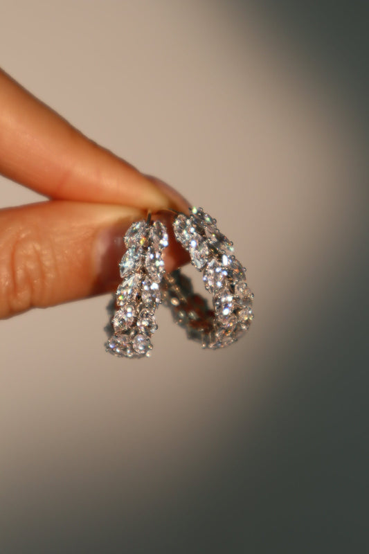 鑽石葉子圓形耳環